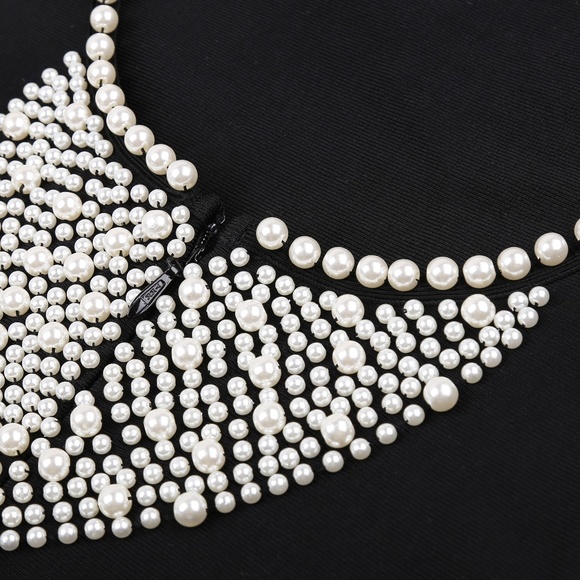 Hand Beaded backless long sleeves Bandage dress - Picture 2 of 8